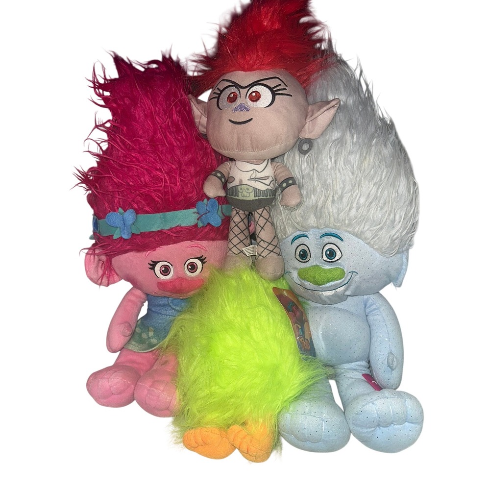 DreamWorks Trolls Plush Lot Poppy Guy Diamond Barb Fuzzbert Stuffed Animals 4pc